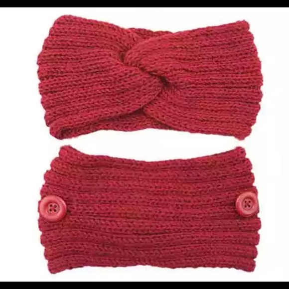 Set of 3 Mask friendly knit hair wraps buttons hold mask on hairband head wrap - Picture 6 of 8